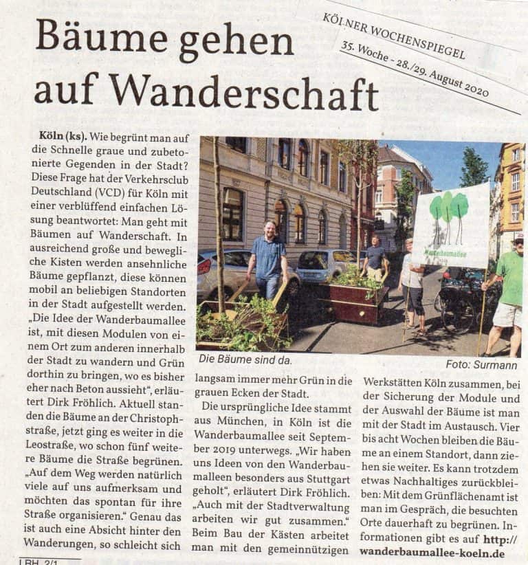 Abbildung des Zeitungsartikels mit Foto von der Wanderung.