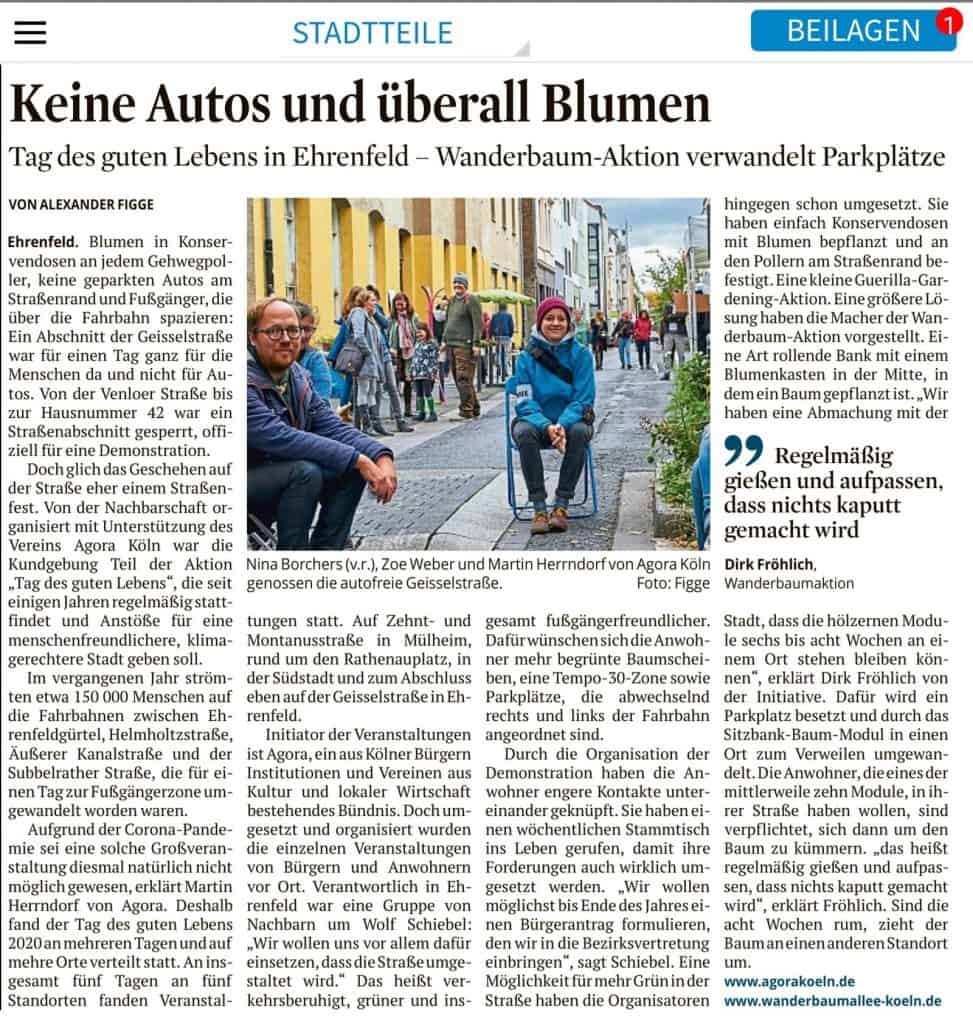 Abbildung des Zeitungsartikels im Kölner-Stadtanzeiger